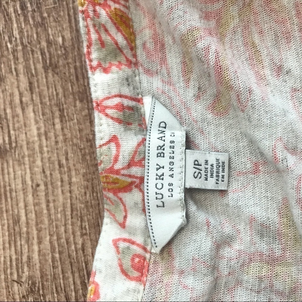 Lucky Brand Woodblock Floral Tie Front Tank Top - Picture 4 of 4